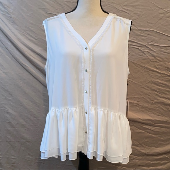 Ivanka Trump Tops - NWT Ivanka Trump White Sleeveless Peplum Blouse Women’s Size XL